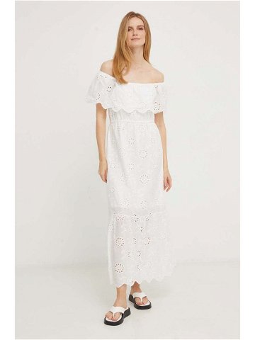 Bavlněné šaty Answear Lab bílá barva maxi