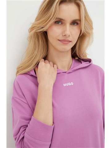 Mikina HUGO fialová barva s kapucí 50490594