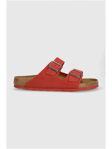 Semišové pantofle Birkenstock Arizona Corduroy pánské červená barva 1026145