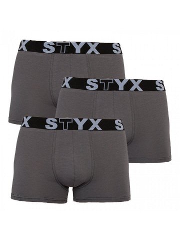 3PACK pánské boxerky Styx sportovní guma nadrozměr tmavě šedé R10636363 3XL