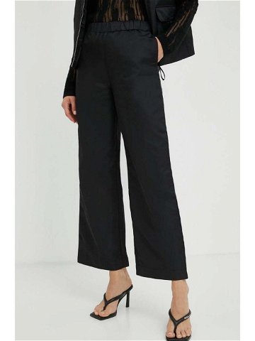 Kalhoty Lovechild dámské černá barva široké high waist