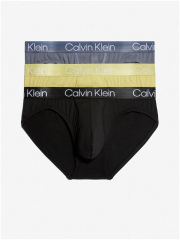 Sada tří pánských slipů v černé žluté a šedé barvě 3PK Calvin Klein Underwear