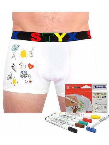 Pánské boxerky Styx sportovní guma bílé fixy na textil GF1061 L