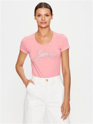 Guess T-Shirt W3YI36 J1314 Růžová Slim Fit