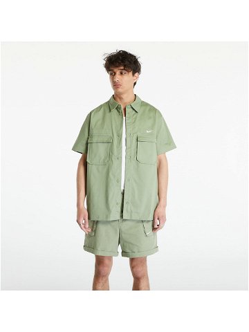 Nike Life Men s Woven Military Short-Sleeve Button-Down Shirt Oil Green White