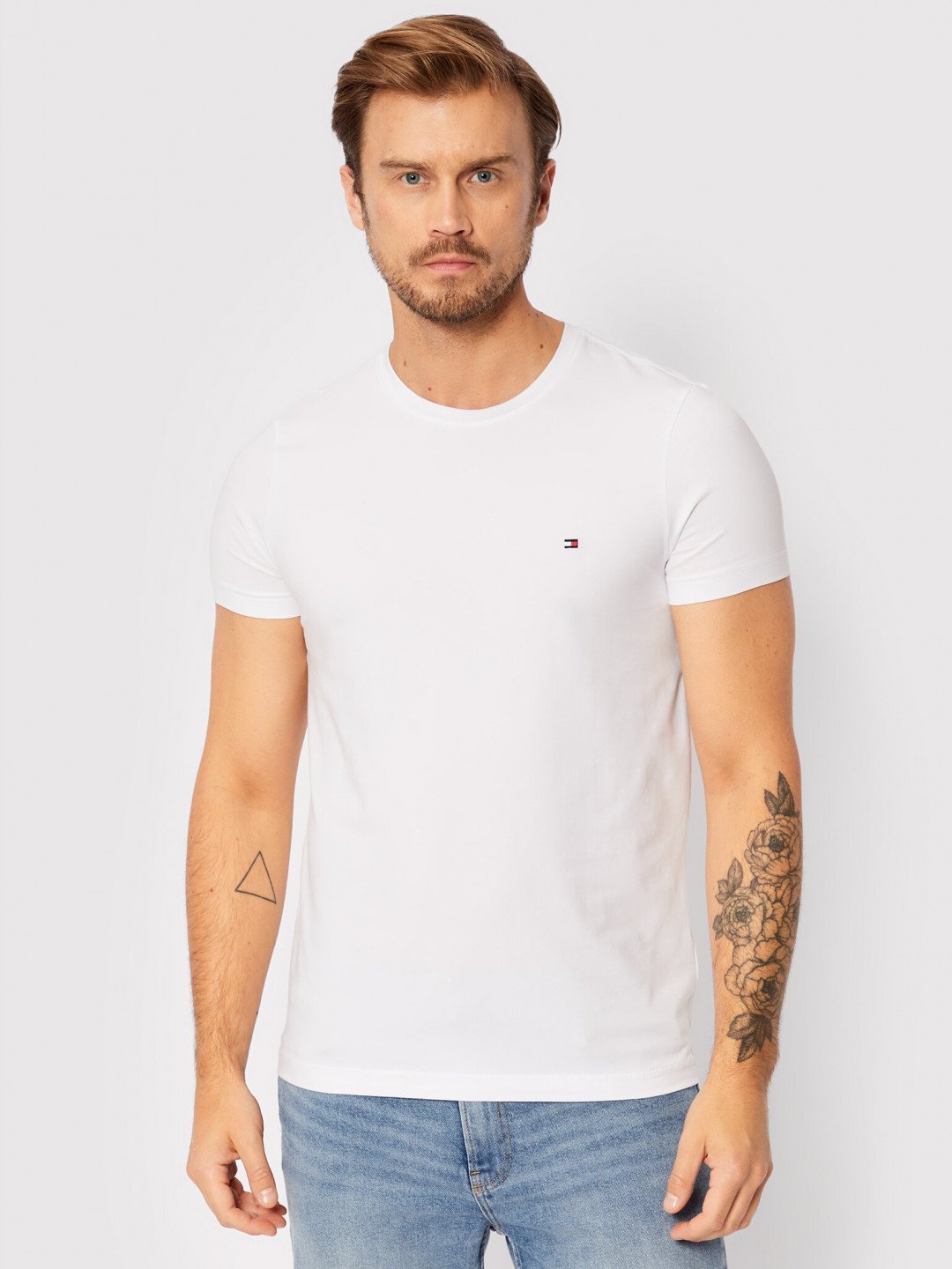 Tommy Hilfiger T-Shirt Core Stretch MW0MW27539 Bílá Slim Fit