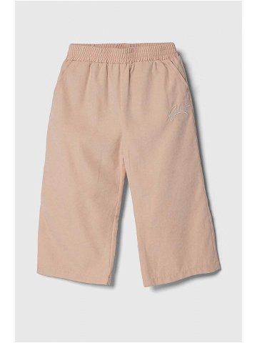Dětské kalhoty Guess růžová barva hladké