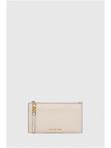 Kožená peněženka MICHAEL Michael Kors béžová barva