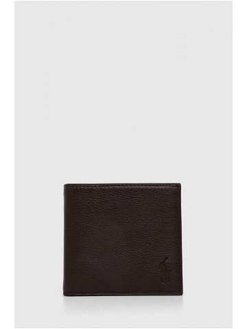 Kožená peněženka Polo Ralph Lauren hnědá barva 405914235