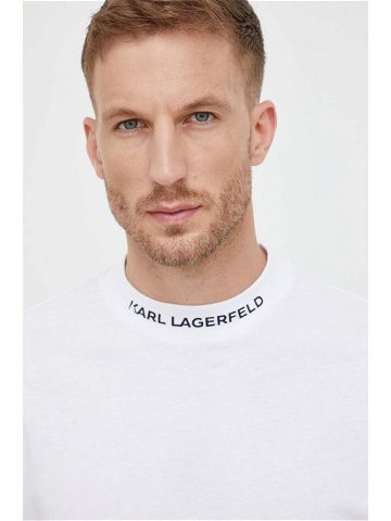 Bavlněné tričko Karl Lagerfeld bílá barva s potiskem