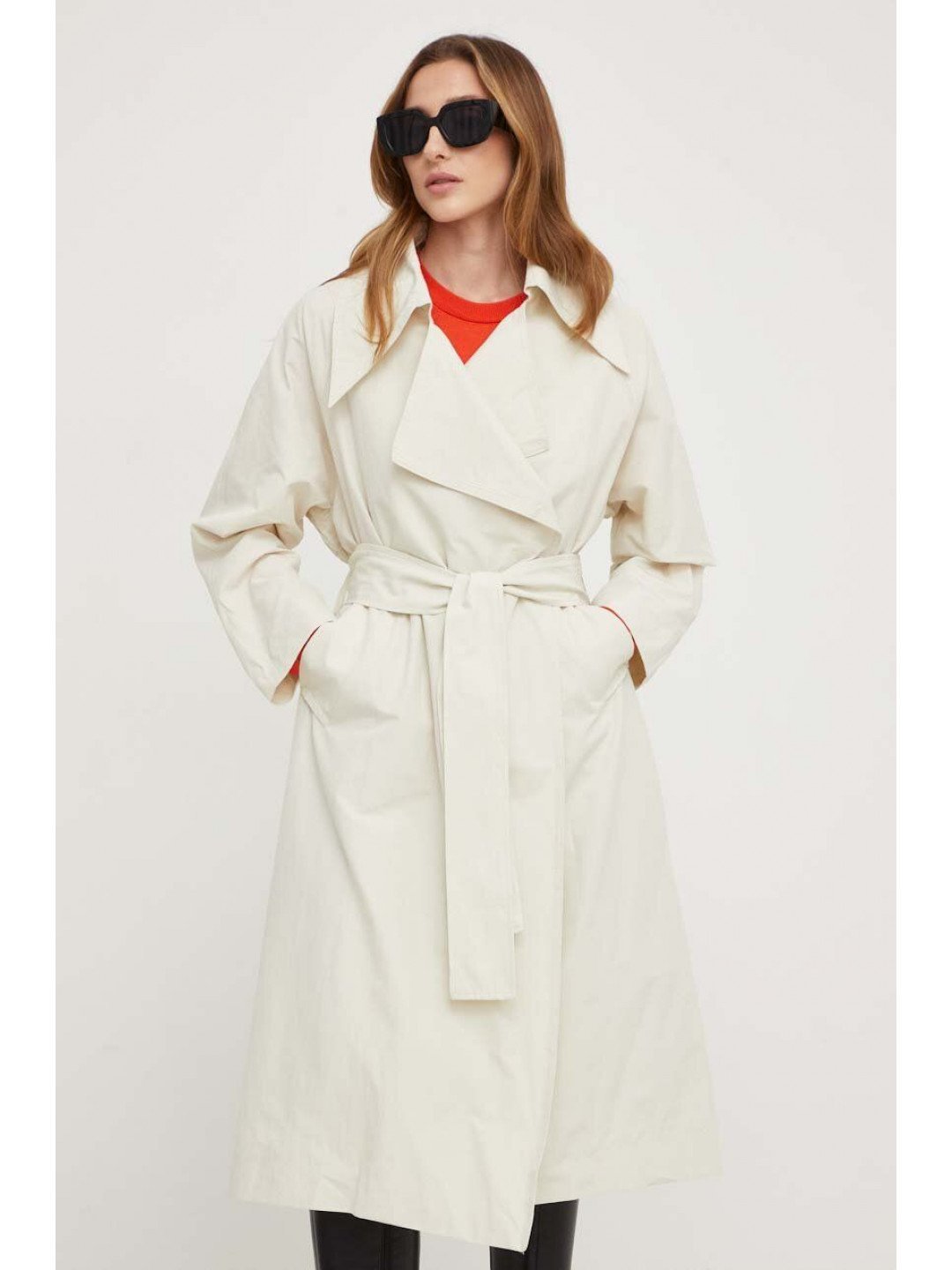 Kabát Answear Lab dámský béžová barva přechodný bez zapínání