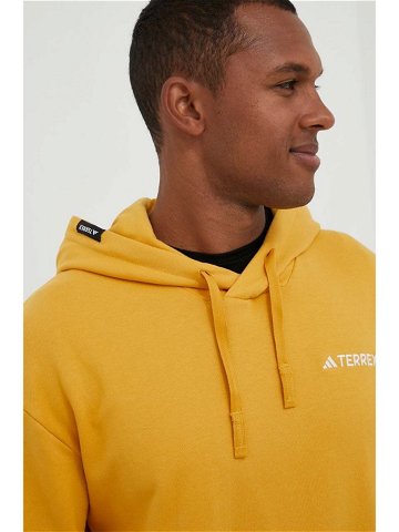 Tepláková mikina adidas TERREX Logo žlutá barva s kapucí