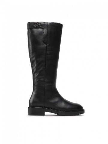 Calvin Klein Kozačky ve vojenském stylu Rubber Sole Knee Boot W Hw HW0HW01255 Černá