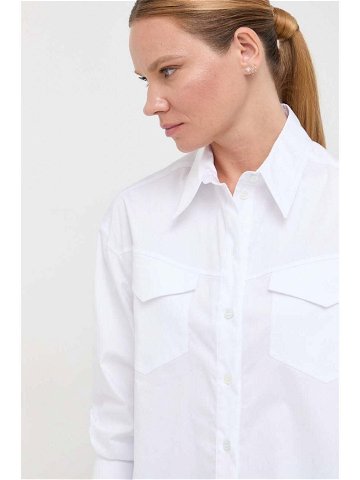 Košile Patrizia Pepe dámská bílá barva relaxed s klasickým límcem
