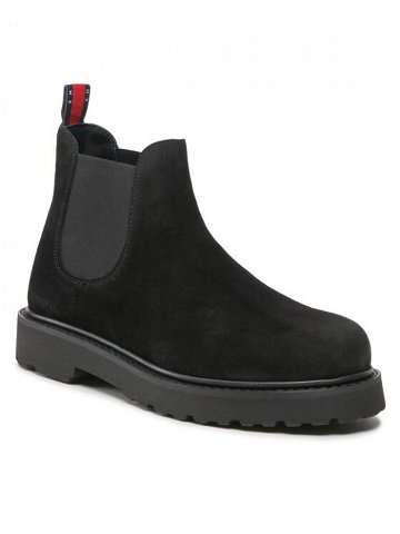 Tommy Jeans Kotníková obuv s elastickým prvkem Tommy Jeans Suede Boot EM0EM01205 Černá
