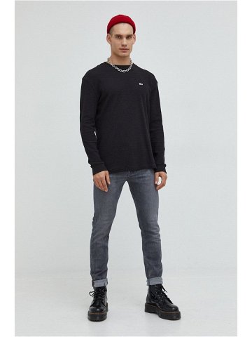 Bavlněný svetr Tommy Jeans pánský černá barva lehký