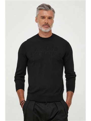 Vlněný svetr Armani Exchange pánský černá barva lehký