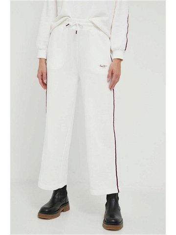 Bavlněné tepláky Pepe Jeans Bibi bílá barva s aplikací