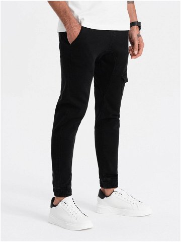 Černé pánské cargo kalhoty Ombre Clothing