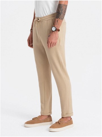 Béžové pánské kalhoty Ombre Clothing