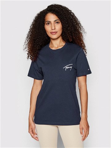 Tommy Jeans T-Shirt Signature DW0DW12940 Tmavomodrá Relaxed Fit