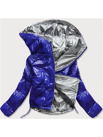 Světle modrá lesklá prošívaná dámská bunda s kapucí B9560 odcienie niebieskiego XL 42