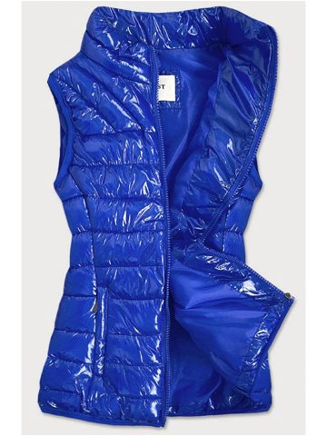 Světle modrá dámská lesklá vesta se stojáčkem B0107 odcienie niebieskiego S 36