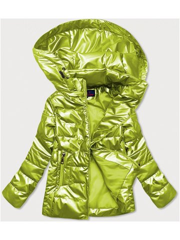 Lesklá prošívaná dámská bunda v limetkové barvě 2021-04 odcienie zieleni S 36