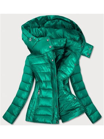 Zelená dámská prošívaná bunda s kapucí kterou je možné odepnout 7560 odcienie zieleni S 36