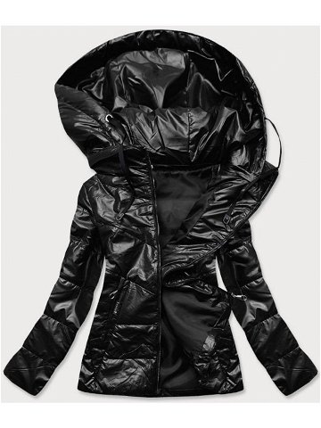 Černá lesklá dámská bunda B9751 odcienie czerni 48