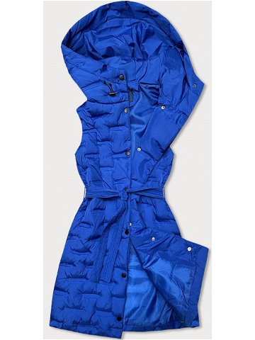 Dlouhá dámská vesta v chrpové barvě s páskem JIN217 odcienie niebieskiego XL 42