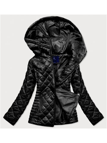 Černá prošívaná dámská bunda s kapucí LY-01 odcienie czerni XL 42