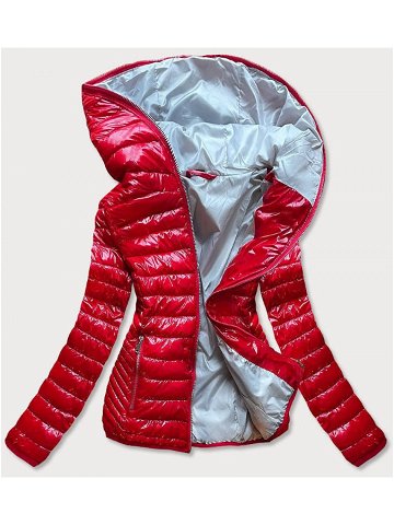 Červená prošívaná dámská bunda s kapucí B9561 odcienie czerwieni XL 42