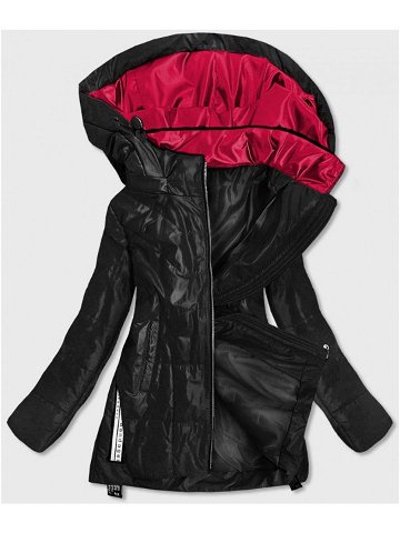Černá dámská bunda s barevnou kapucí 7722 odcienie czerni 50