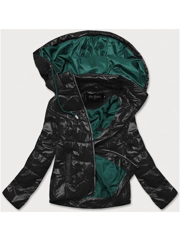 Černo-zelená dámská bunda s barevnou kapucí BH2005 odcienie zieleni L 40