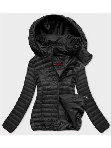Černá prošívaná dámská bunda s kapucí 2021-09 odcienie czerni XL 42