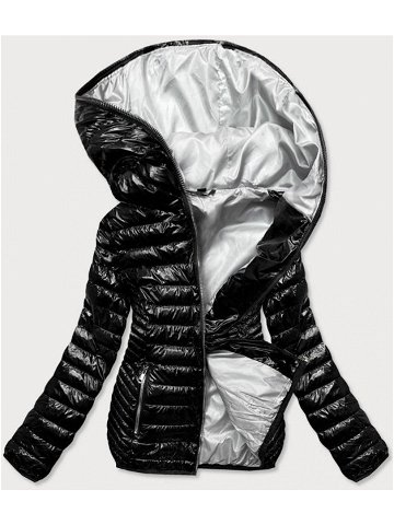 Černá dámská prošívaná bunda s kapucí B9752 odcienie czerni XL 42