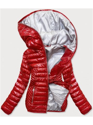 Červená prošívaná dámská bunda s kapucí B9752 odcienie czerwieni XL 42