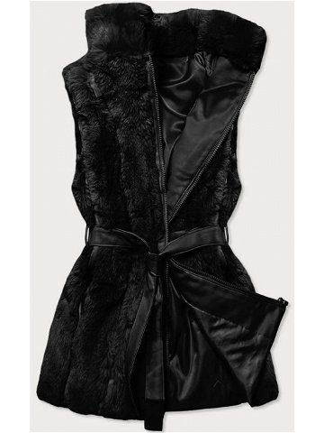 Černá dámská kožíšková vesta BR9598-1 odcienie czerni XL 42
