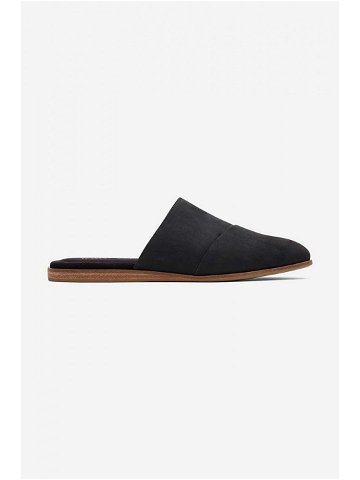 Semišové pantofle Toms Flat 10018987 dámské černá barva