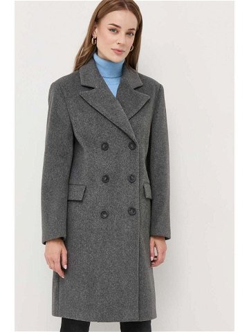 Kabát Silvian Heach dámský šedá barva přechodný dvouřadový