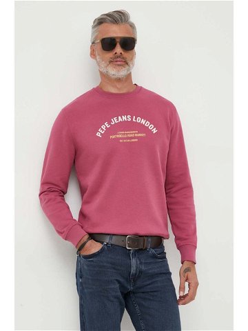 Bavlněná mikina Pepe Jeans Medley pánská růžová barva s potiskem