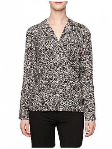Dámské pyžamo vrch díl QS1678E – Calvin Klein šedá-leopard M