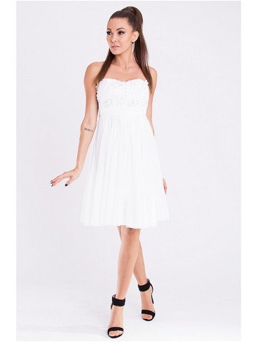 Dámské značkové šaty EVA & LOLA s rozšířenou sukní bílé – Bílá S – EVA & LOLA bílá S