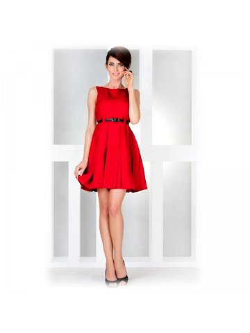 Dámské společenské šaty FOLD se sklady a páskem středně dlouhé červené – Červená – Numoco M červená