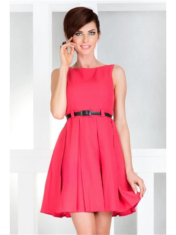 Dámské společenské šaty NUMOCO s páskem středně dlouhé růžové – Růžová XL – Numoco XL růžova