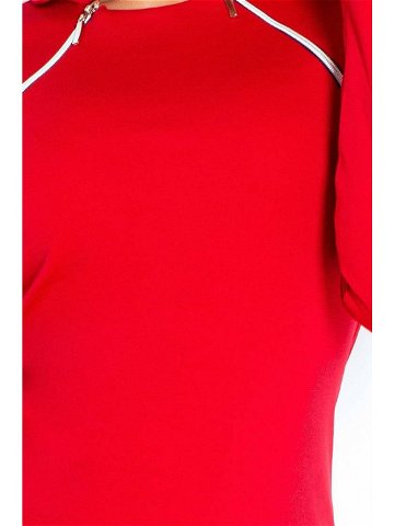 Společenské dámské šaty COLLAR s ozdobnými zipy červené – Červená – Numoco červená XL