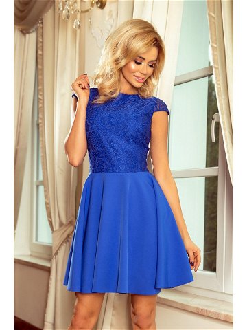 Dámské společenské šaty NUMOCO krajkové modré – Modrá XL – Numoco modrá XL