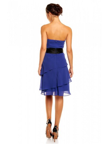 Společenské šaty korzetové značkové MAYAADI s mašlí a sukní s volány modré – Modrá – MAYAADI XL