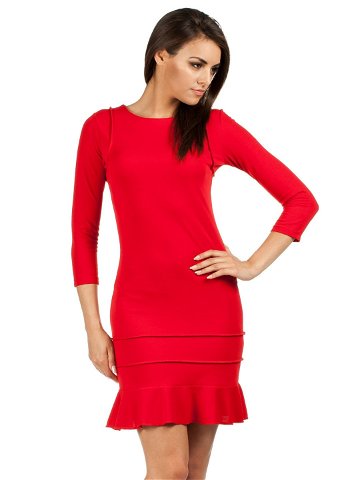 Dámské společenské šaty s volánkem červené – Červená – MOE M